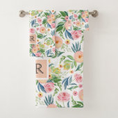 Perzikpatroon en roze pinda's bad handdoek (Insitu)