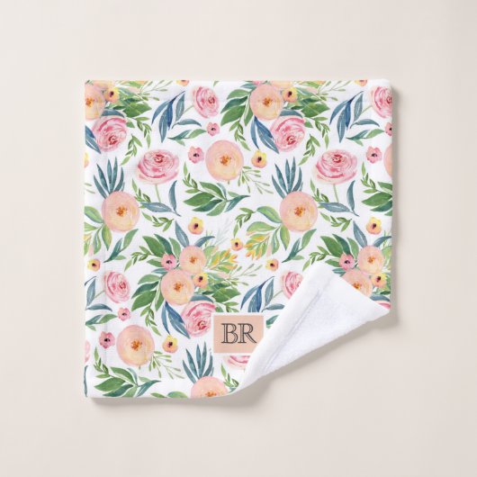 Perzikpatroon en roze pinda's bad handdoek (Wasdoekje)