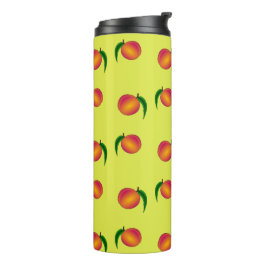 Perzikpatroon op geel thermosbeker