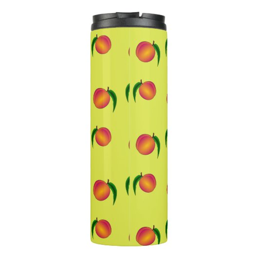 Perzikpatroon op geel thermosbeker (Achterkant)