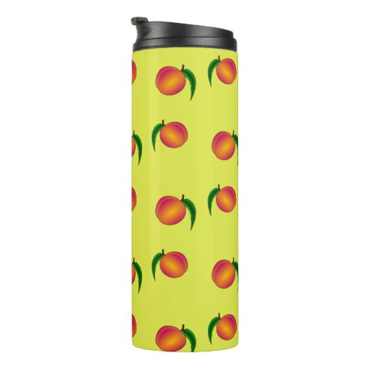 Perzikpatroon op geel thermosbeker (Geroteerd rechts)