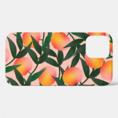Perzikpatroon op roze achtergrond. Handgetrokken v Case-Mate iPhone Case (Achterkant (horizontaal))