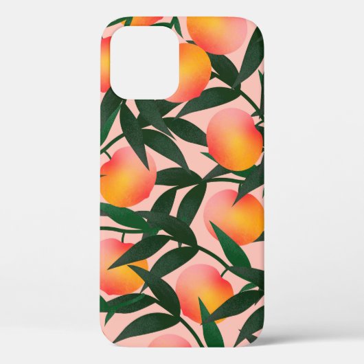 Perzikpatroon op roze achtergrond. Handgetrokken v Case-Mate iPhone Case (Achterkant)