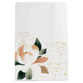 Perzikpioenbloemen en gespikkelde Stippen Medium Cadeauzakje (Achterkant)