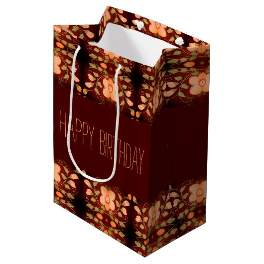 Perzikplaat met Oranje driedaagse papiertas Medium Cadeauzakje (Voorkant Gekanteld)