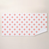 Perzikpolka kruist wit badhanddoek (Badhanddoek)