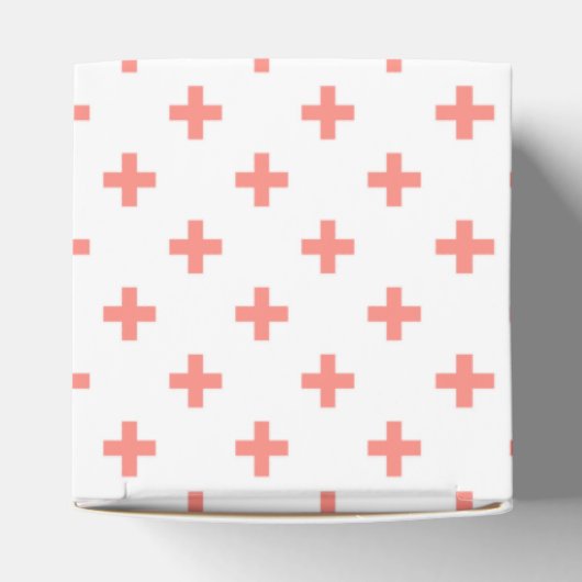 Perzikpolka kruist wit bedankdoosjes (Bovenkant)