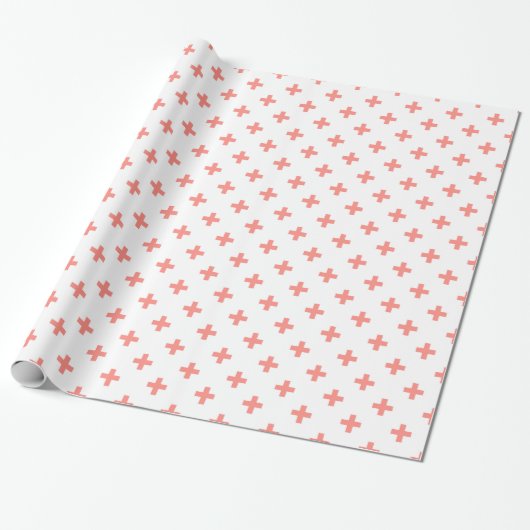 Perzikpolka kruist wit cadeaupapier (Uitgerold)