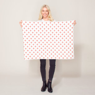 Perzikpolka kruist wit fleece deken