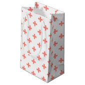 Perzikpolka kruist wit klein cadeauzakje (Achterkant Gekanteld)