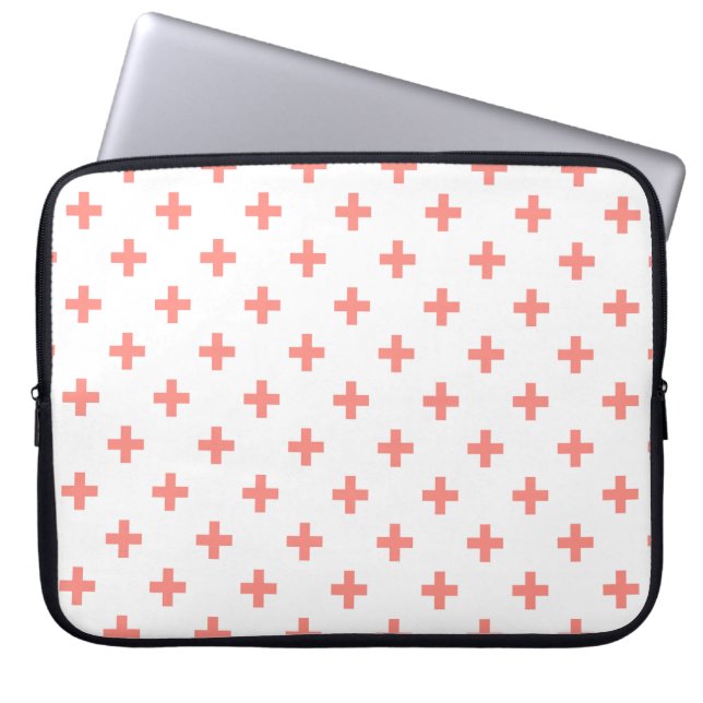 Perzikpolka kruist wit laptop sleeve (Voorkant)