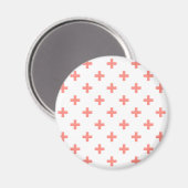 Perzikpolka kruist wit magneet (Voorkant / Achterkant)