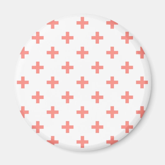 Perzikpolka kruist wit magneet (Voorkant)