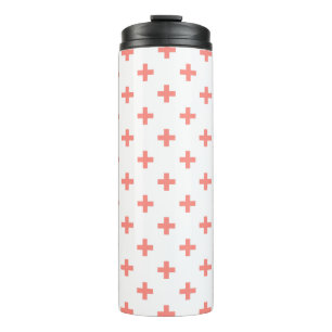 Perzikpolka kruist wit thermosbeker