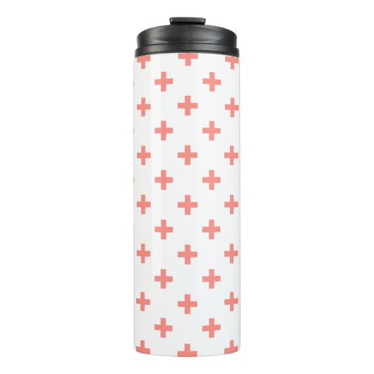 Perzikpolka kruist wit thermosbeker (Voorkant)