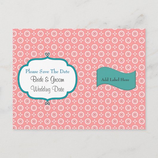 Perzikpunt sparen de datum Briefkaart Sjabloon (Achterkant)