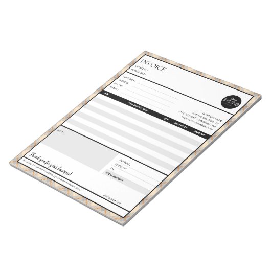 Perzikrand factuursjabloon voor kleine bedrijven notitieblok (Schuin)