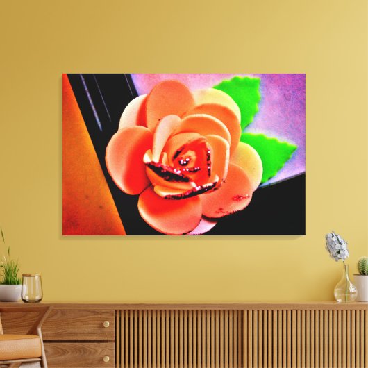 PerzikRoos Canvas Afdruk (Insitu (Woonkamer))