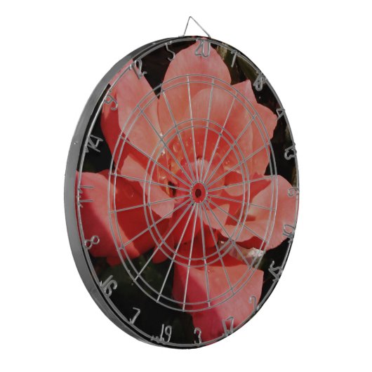 perzikroos en -druppels dartbord (Voorkant Links)