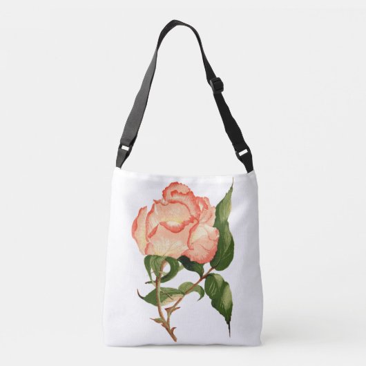 Perzikroos met bladeren botanische waterverf Tas (Achterkant)