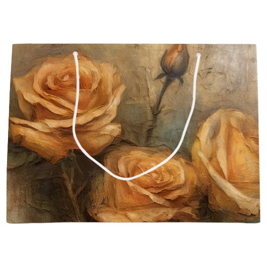 Perzikroos Romantische Bloemen Groot Cadeauzakje (Voorkant)