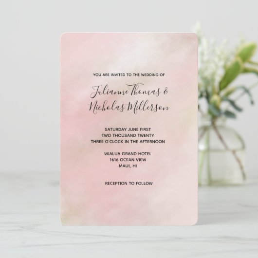 Perzikroze Blush-kleuren Waterverf op maat Kaart (Staand voorkant)