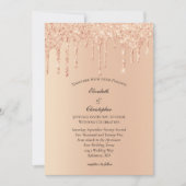 Perzikroze druppelaar Glitter Glam Bling Weddensch Kaart (Voorkant)