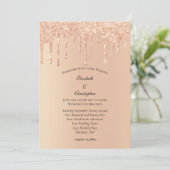 Perzikroze druppelaar Glitter Glam Bling Weddensch Kaart (Staand voorkant)
