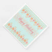 Perzikroze en Blauwgroen Floral-accentrifuges Servet (Hoek)