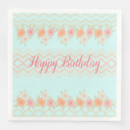 Perzikroze en Blauwgroen Floral-accentrifuges Servet