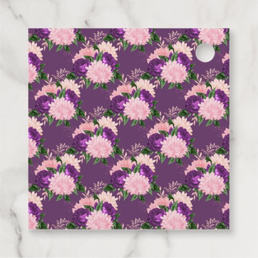 Perzikroze en lavender Paarse Floral Bedankjes Labels (Achterkant)