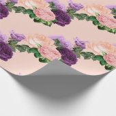 Perzikroze en lavender Paarse Floral Cadeaupapier (Hoek)
