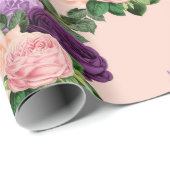 Perzikroze en lavender Paarse Floral Cadeaupapier (Rol Hoek)