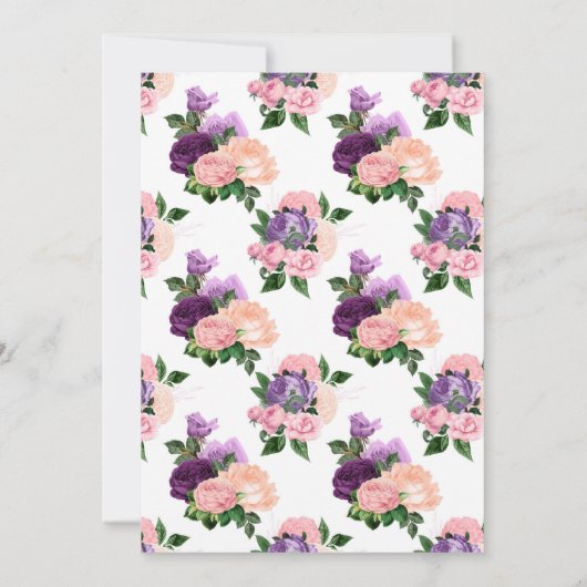 Perzikroze en lavender Paarse Floral Shower per Ma Kaart (Achterkant)