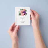 Perzikroze en lavender Paarse Floral Wedding Flyer (Hand)