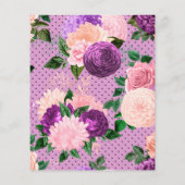 Perzikroze en lavender Paarse Floral Wedding Flyer (Achterkant)
