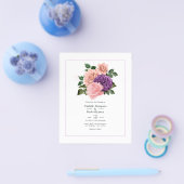 Perzikroze en lavender Paarse Floral Wedding Flyer (Enkel)