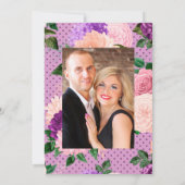 Perzikroze en lavender Paarse Floral Wedding Kaart (Achterkant)