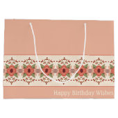 Perzikroze en roestvrij rode Floral Groot Cadeauzakje (Achterkant)