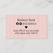 Perzikroze en zwart Dank u Visitekaartje (Achterkant)