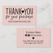 Perzikroze en zwart Dank u Visitekaartje (Voorkant / Achterkant)