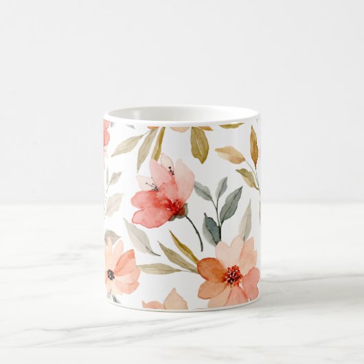 Perzikroze flesvormig patroon koffiemok (Center)