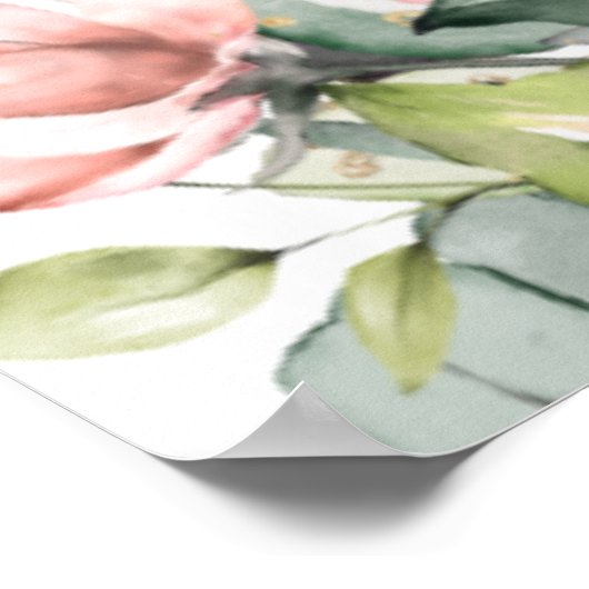 Perzikroze Floral bruiloft Welkomstteken Poster (Hoek)