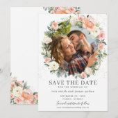 Perzikroze - Floral Foto opslaan Datum Kaart (Voorkant / Achterkant)