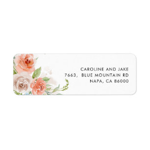 Perzikroze Floral Return Address Label