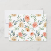 Perzikroze Floral Weddenschap RSVP Kaartje (Achterkant)