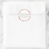 Perzikroze gele Waterverf Floral Bat Mitzvah Ronde Sticker (Tas)