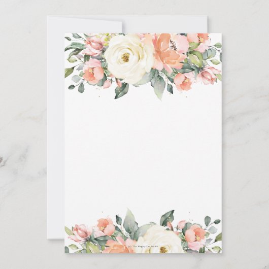 Perzikroze Ivory Floral Wedding Save the Date Kaar Kaart (Achterkant)
