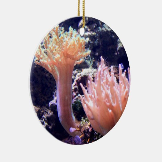 Perzikroze kerstboomversiering keramisch ornament (Rechts)