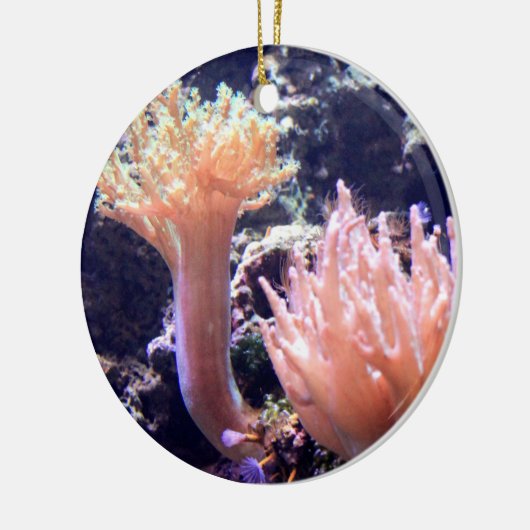 Perzikroze kerstboomversiering keramisch ornament (Links)